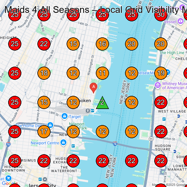 Maids 4 All Seasons GeoGrid visibility map for House Cleaning Service in Hoboken